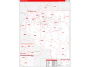 St. Clair County, IL Wall Map Zip Code Red Line Style 2022